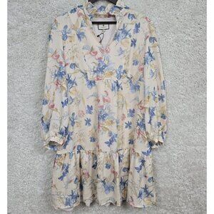 Tuckernuck Women's XXL Floral Drop‎ Waist Mini Dress Lined Puff Sleeve Cottage
